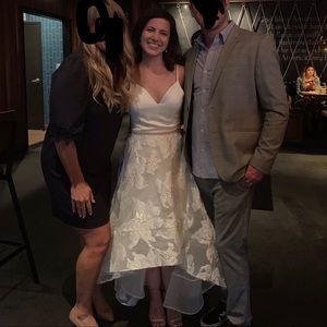 Bronx and Banco White Alexia Gown High Low Brocade